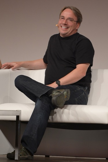 Линус Торвальдс на конференции LinuxCon Europe