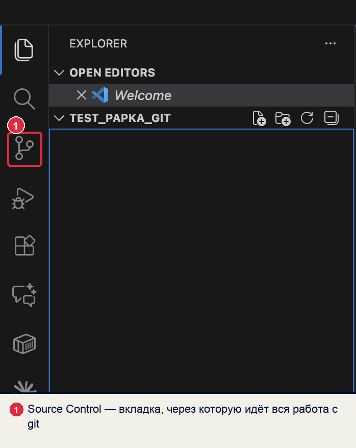 Панель Source Control в VS Code