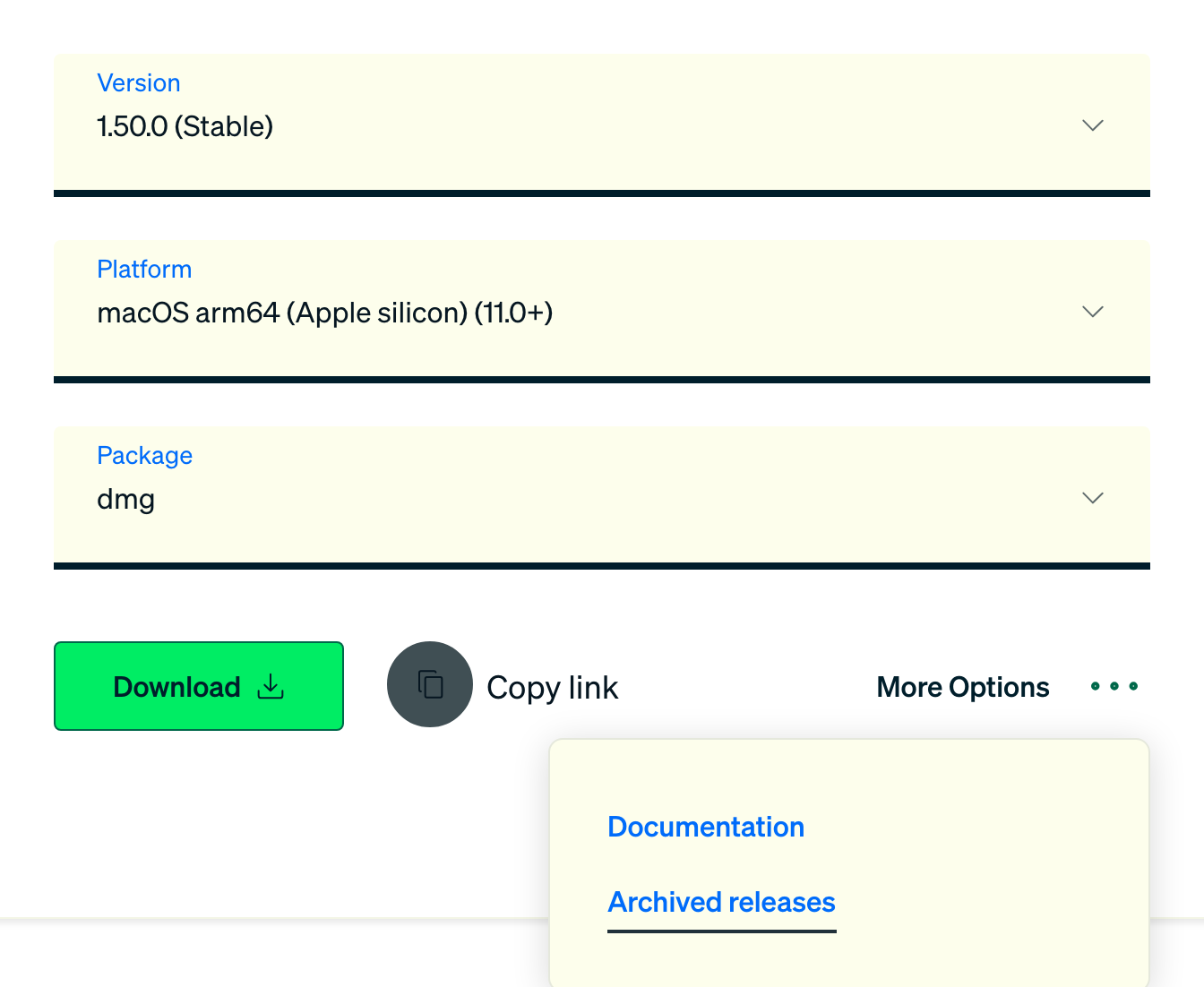 mongodb.com · Compass — More Options → Archived releases